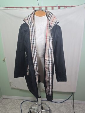 Milamo Korean Trench/RainClassic Black with Plaid Lining (Burberry Like)